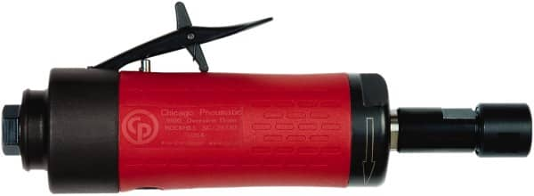 Chicago Pneumatic - 1/4" Collet, Straight Handle, Air Angle Die Grinder - 20,000 RPM, Rear Exhaust, 23.3 CFM, 0.54 hp, 90 psi, 6.35mm Inlet - Strong Tooling