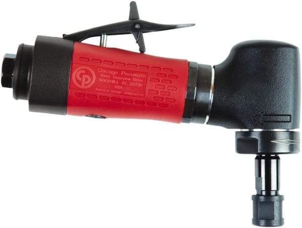 Chicago Pneumatic - 1/4" Collet, Angle Handle, Air Angle Die Grinder - 30,000 RPM, Rear Exhaust, 19 CFM, 0.4 hp, 90 psi, 6.35mm Inlet - Strong Tooling