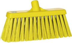 Vikan - 12" Heavy Duty Synthetic Push Broom - 2" Bristle Length, Plastic Block, European Threaded Handle Connection - Strong Tooling