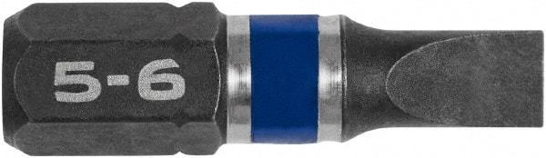 Irwin - 0.216" Slotted Screwdriver Bit - 1/4" Hex Drive, 1" OAL - Strong Tooling