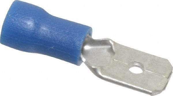 Thomas & Betts - 16 to 14 AWG, Vinyl, Fully Insulated, Male Wire Disconnect - 1/4 Inch Wide Tab, Blue, RoHS Compliant, UL 94 V-0 - Strong Tooling