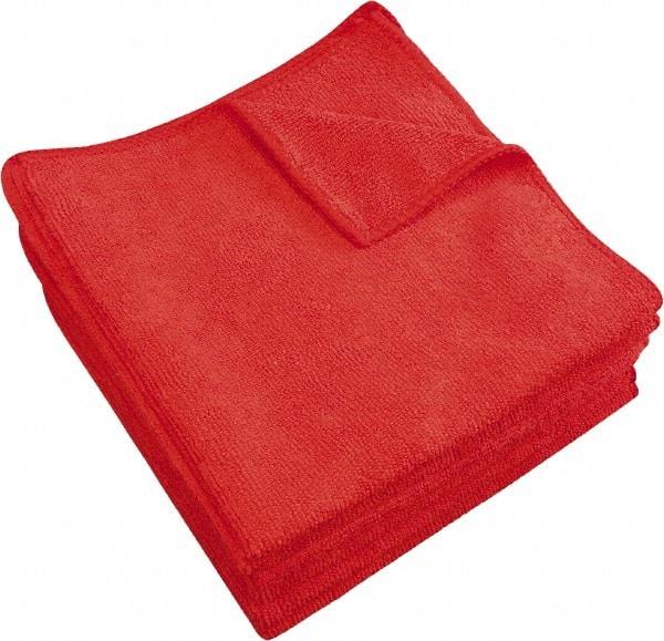 PRO-SOURCE - Reusable Microfiber Wipes - 14" x 14" Sheet Size, Red - Strong Tooling