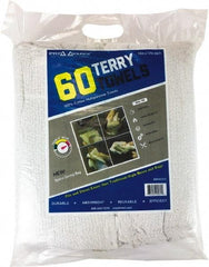 PRO-SOURCE - 14 Inch Long x 17 Inch Wide Virgin Terry Cotton Towels - White, Terry Cloth, Medium Lint, 60 Sheets per Pack - Strong Tooling