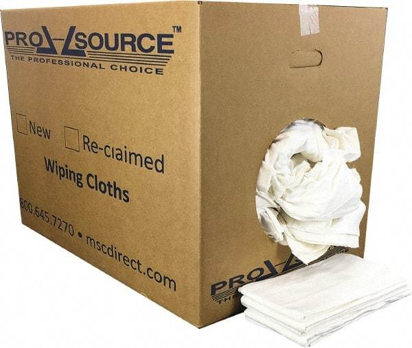 PRO-SOURCE - 12 Inch Long x 20 Inch Wide Virgin Cotton Diaper Rags - White, Knit, Lint Free, 50 Lbs. at 2 to 4 per Pound, Box - Strong Tooling