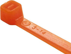 Value Collection - 8" Long Orange Nylon Standard Cable Tie - 50 Lb Tensile Strength, 54mm Max Bundle Diam - Strong Tooling