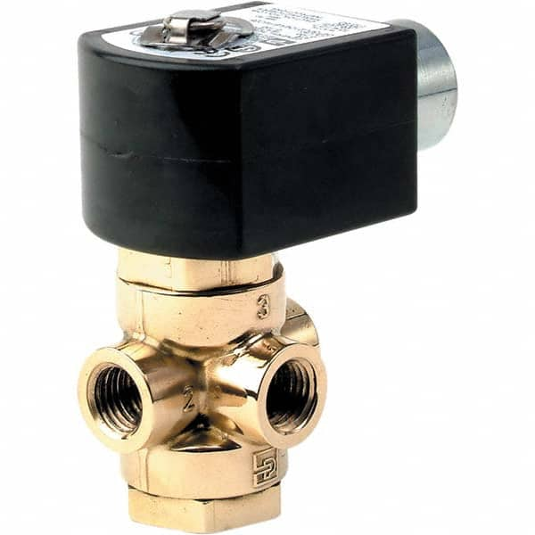 Parker - 120/60 - 110/50 VAC 1/4" NPT Port Brass Three-Way Direct Acting Solenoid Valve - Strong Tooling