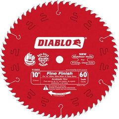 Freud - 10" Diam, 5/8" Arbor Hole Diam, 60 Tooth Wet & Dry Cut Saw Blade - Carbide-Tipped, Standard Round Arbor - Strong Tooling