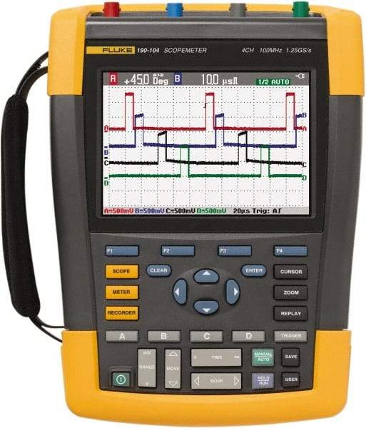 Fluke - 100 MHz, 4 Channel, Portable Oscilloscope - 2 to 100,000 V/div Vertical Deflection - Strong Tooling