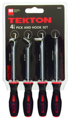 4 Piece - Hose Remover Set - Includes: 4 Hose Removers with long and short; standard and offset hooks - Long pullers are 13" long - Strong Tooling