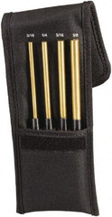 Starrett - 4 Piece, 3/16 to 3/8", Pin Punch Set - Round Shank, Brass, Comes in Pouch - Strong Tooling