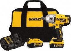 DeWALT - 3/4" Drive 20 Volt Mid-Handle Cordless Impact Wrench & Ratchet - 400/900/1,200 RPM, 0 to 2,400 BPM, 700 Ft/Lb Torque, 2 Lithium-Ion Batteries Included - Strong Tooling