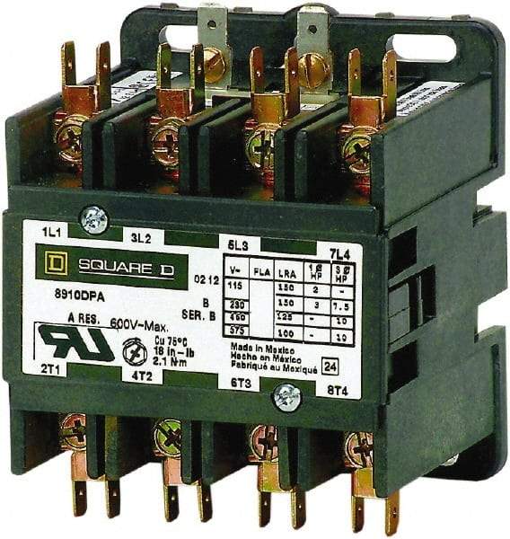 Square D - 4 Pole, 25 Amp Inductive Load, Definite Purpose Contactor - 35 Amp Resistive Rating - Strong Tooling