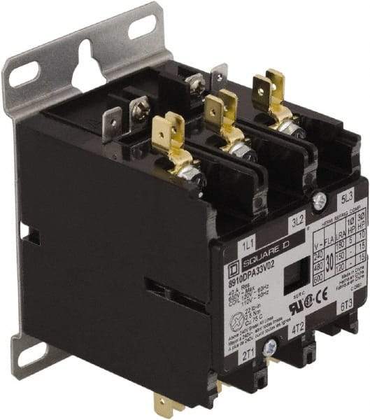 Square D - 3 Pole, 30 Amp Inductive Load, Definite Purpose Contactor - 40 Amp Resistive Rating - Strong Tooling