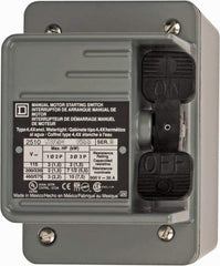 Square D - 3 Poles, 30 Amp, NEMA, Enclosed Toggle Manual Motor Starter - 1 hp at 90 VDC, 10 hp at 460 VAC, 10 hp at 575 VAC, 1-1/2 hp at 230 VDC, 2 hp at 115 VAC, 2 hp at 115 VDC & 7-1/2 hp at 230 VAC, CE, CSA, NEMA 4 & UL Listed - Strong Tooling