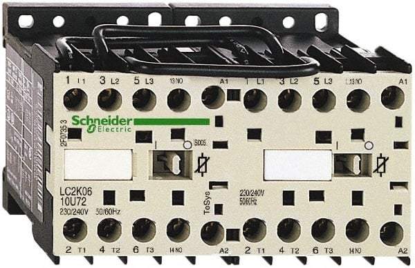 Schneider Electric - 3 Pole, 110 Coil VAC at 50/60 Hz, 6 Amp at 440 VAC, Reversible IEC Contactor - BS 5424, CSA, IEC 60947, NF C 63-110, RoHS Compliant, UL Listed, VDE 0660 - Strong Tooling