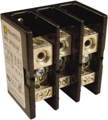 Square D - 3 Poles, 135 (Aluminium), 175 (Copper) Amp, Phenolic Power Distribution Block - 600 VAC, 1 Primary Connection - Strong Tooling