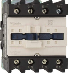 Schneider Electric - 4 Pole, 110 Coil VAC at 50/60 Hz, 80 Amp, Nonreversible IEC Contactor - 1 Phase hp: 10 at 230/240 VAC, 5 at 115 VAC, 3 Phase hp: 20 at 200/208 VAC, 20 at 230/240 VAC, 50 at 460/480 VAC, 50 at 575/600 VAC - Strong Tooling