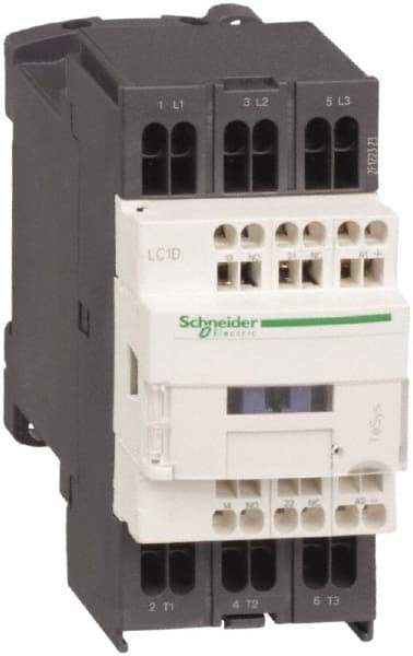 Schneider Electric - 3 Pole, 120 Coil VAC at 50/60 Hz, 12 Amp at 440 VAC and 16 Amp at 440 VAC, Nonreversible IEC Contactor - 1 Phase hp: 1 at 115 VAC, 2 at 230/240 VAC, 3 Phase hp: 10 at 575/600 VAC, 3 at 200/208 VAC, 3 at 230/240 VAC, 7.5 at 460/480 VAC - Strong Tooling