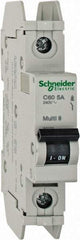 Schneider Electric - 5 Amp, 125 VDC, 240 VAC, 60 VDC, 1 Pole, DIN Rail Mount, Fixed Mount Miniature Circuit Breaker - Thermal Magnetic Trip, Multiple Breaking Capacity Ratings, 73mm Deep x 107mm High x 18mm Wide - Strong Tooling