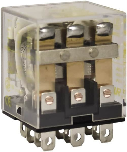 Square D - 1/2 hp at 120 Volt & 3/4 hp at 240 Volt, Electromechanical Plug-in General Purpose Relay - 10 Amp at 250 VAC, 3PDT, 120 VAC at 50/60 Hz - Strong Tooling