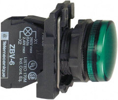 Schneider Electric - 250 V Green Lens LED Pilot Light - Round Lens, Screw Clamp Connector, 30mm Wide, Vibration Resistant, Water Resistant - Strong Tooling