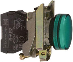 Schneider Electric - 230-240 VAC at 50/60 Hz Green Lens LED Pilot Light - Round Lens, Screw Clamp Connector, 30mm Wide, Vibration Resistant, Water Resistant - Strong Tooling