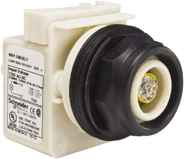 Schneider Electric - 120 V LED Indicating Light - Round Lens, Screw Clamp Connector, Corrosion Resistant, Dust Resistant, Oil Resistant - Strong Tooling