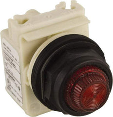 Schneider Electric - 120 VAC Red Lens LED Pilot Light - Round Lens, Screw Clamp Connector, 54mm OAL x 42mm Wide, Vibration Resistant - Strong Tooling