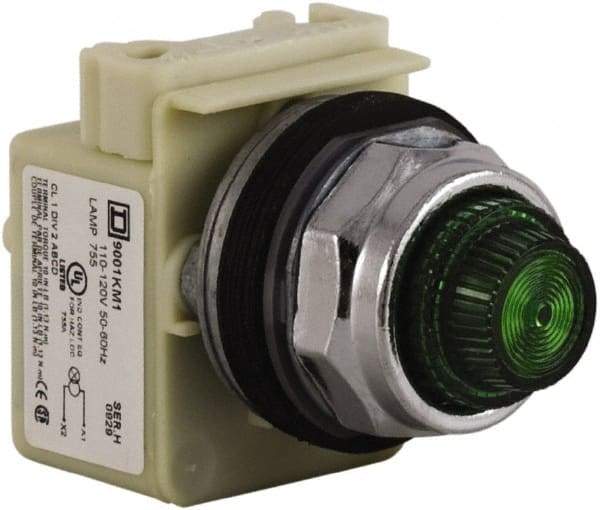 Schneider Electric - 120 VAC Green Lens Indicating Light - Screw Clamp Connector - Strong Tooling