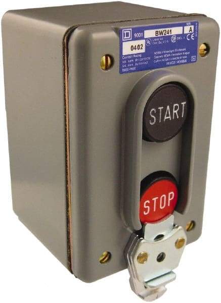 Schneider Electric - 2 Operator, Projecting Pushbutton Control Station - Start, Stop (Legend), Momentary Switch, NO/NC Contact, NEMA 4 - Strong Tooling