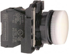 Schneider Electric - 110-120 VAC at 50/60 Hz White Lens LED Pilot Light - Round Lens, Screw Clamp Connector, 30mm Wide, Vibration Resistant, Water Resistant - Strong Tooling