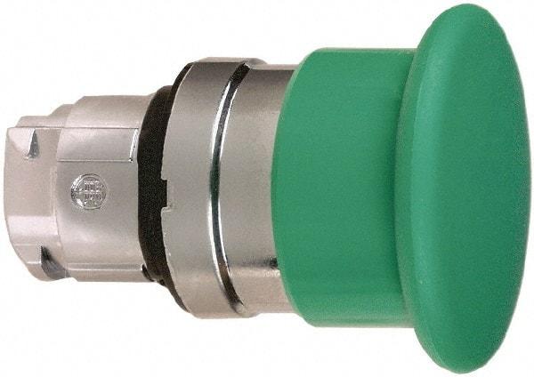 Schneider Electric - 22mm Mount Hole, Extended Mushroom Head, Pushbutton Switch Only - Round, Green Pushbutton, Nonilluminated, Momentary (MO) - Strong Tooling