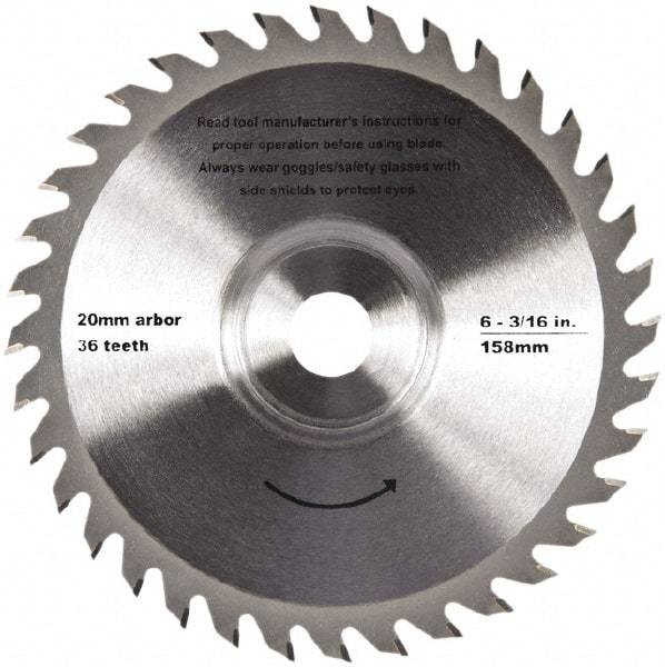 QEP - 6-3/16" Diam, 20mm Arbor Hole Diam, 36 Tooth Wet & Dry Cut Saw Blade - Tungsten Carbide-Tipped, Crosscut Action, Standard Round Arbor - Strong Tooling