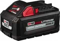 Milwaukee Tool - 18 Volt Lithium-Ion Power Tool Battery - 6 Ahr Capacity, 1 hr Charge Time, Series M18 RED - Strong Tooling