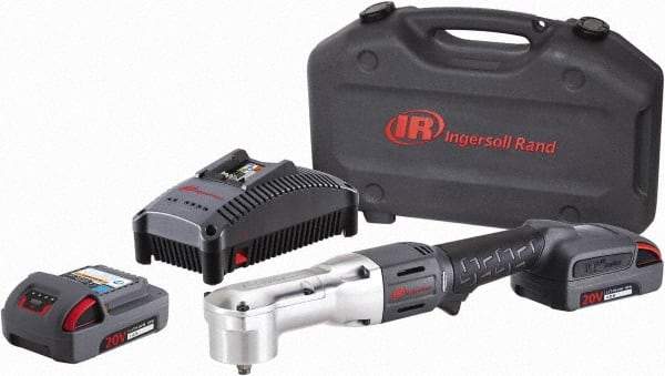 Ingersoll-Rand - 3/8" Drive 20 Volt Angled Cordless Impact Wrench & Ratchet - 1,900 RPM, 3,000 BPM, 180 Ft/Lb Torque, 2 Lithium-Ion Batteries Included - Strong Tooling