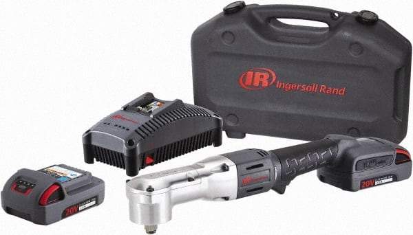 Ingersoll-Rand - 1/2" Drive 20 Volt Angled Cordless Impact Wrench & Ratchet - 1,900 RPM, 3,000 BPM, 180 Ft/Lb Torque, 2 Lithium-Ion Batteries Included - Strong Tooling