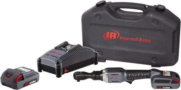 Ingersoll-Rand - 1/2" Drive 20 Volt Angled Cordless Impact Wrench & Ratchet - 225 RPM, 54 Ft/Lb Torque, 2 Lithium-Ion Batteries Included - Strong Tooling