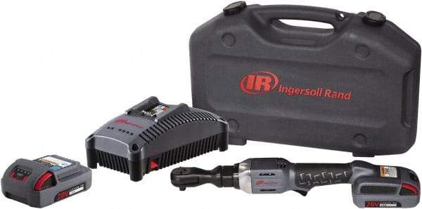 Ingersoll-Rand - 3/8" Drive 20 Volt Angled Cordless Impact Wrench & Ratchet - 225 RPM, 54 Ft/Lb Torque, 2 Lithium-Ion Batteries Included - Strong Tooling