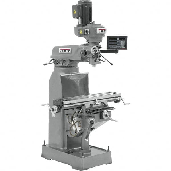 Jet - 7-7/8" Table Width x 35-3/4" Table Length, Variable Speed Pulley Control, 1 Phase Knee Milling Machine - R8 Spindle Taper, 1-1/2 hp - Strong Tooling