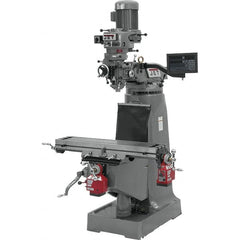 Jet - 9" Table Width x 42" Table Length, Variable Speed Pulley Control, 1 Phase Knee Milling Machine - R8 Spindle Taper, 2 hp - Strong Tooling