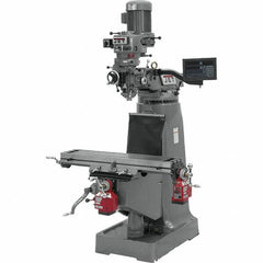 Jet - 9" Table Width x 42" Table Length, Variable Speed Pulley Control, 3 Phase Knee Milling Machine - R8 Spindle Taper, 2 hp - Strong Tooling