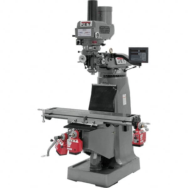 Jet - 9" Table Width x 49" Table Length, Variable Speed Pulley Control, 3 Phase Knee Milling Machine - R8 Spindle Taper, 3 hp - Strong Tooling