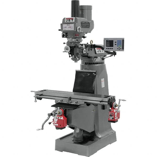 Jet - 9" Table Width x 49" Table Length, Variable Speed Pulley Control, 3 Phase Knee Milling Machine - R8 Spindle Taper, 3 hp - Strong Tooling