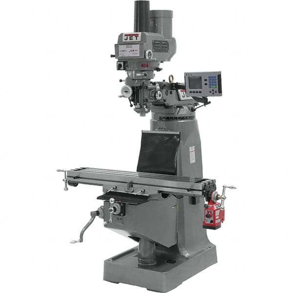 Jet - 9" Table Width x 49" Table Length, Variable Speed Pulley Control, 3 Phase Knee Milling Machine - R8 Spindle Taper, 3 hp - Strong Tooling