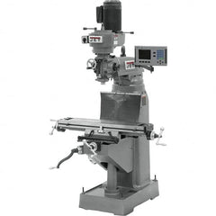 Jet - 7-7/8" Table Width x 35-3/4" Table Length, Variable Speed Pulley Control, 3 Phase Knee Milling Machine - R8 Spindle Taper, 1-1/2 hp - Strong Tooling