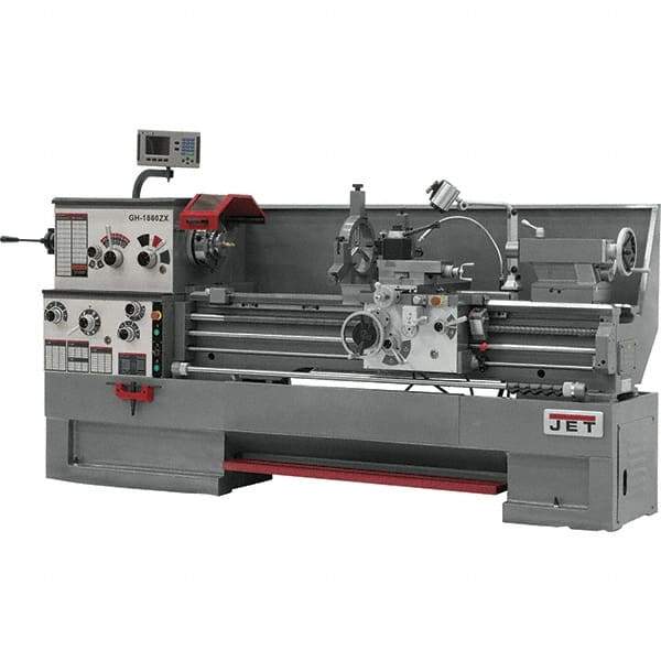 Jet - 18" Swing, 60" Between Centers, 230/460 Volt, Triple Phase Engine Lathe - 5MT Taper, 7-1/2 hp, 25 to 1,800 RPM, 3-1/8" Bore Diam - Strong Tooling