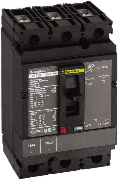 Square D - 90 Amp, 250 VDC, 600 VAC, 3 Pole, Panel Mount Molded Case Circuit Breaker - Thermal Magnetic Trip, Multiple Breaking Capacity Ratings, 14-3/0 AWG - Strong Tooling