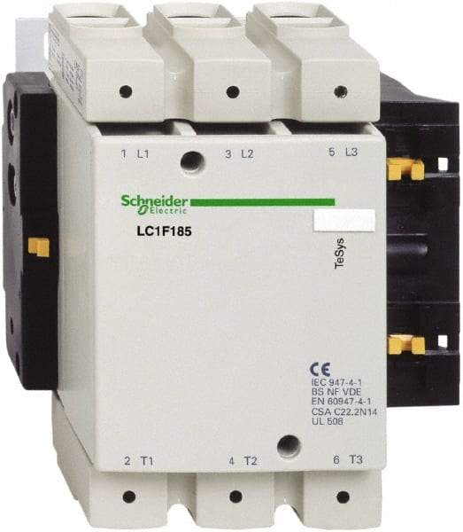 Schneider Electric - 3 Pole, 24 Coil VDC, 275 Amp at 440 VAC, Nonreversible IEC Contactor - Bureau Veritas, CCC, CSA, DNV, EN/IEC 60947-1, EN/IEC 60947-4-1, GL, JEM 1038, LROS, RINA, RMRoS, RoHS Compliant, UL Listed - Strong Tooling