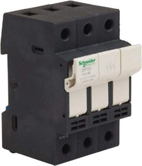 Schneider Electric - 3 Pole, 600 Volt, 32 Amp, DIN Rail Mount Fuse Holder - Compatible with 38mm Long x 52mm Wide and 10mm Diameter Fuse - Strong Tooling