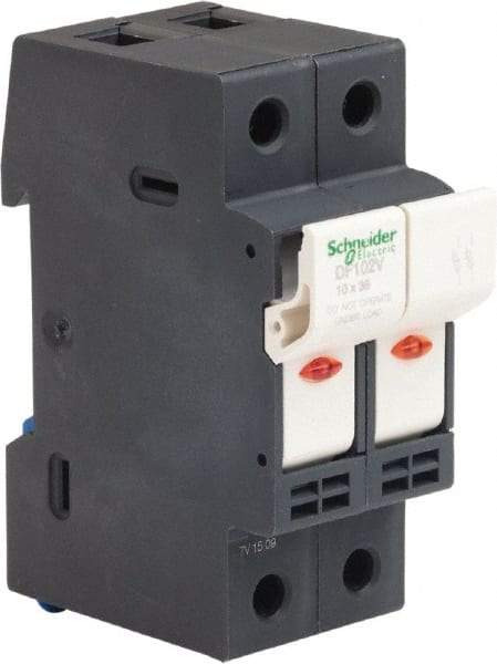 Schneider Electric - 2 Pole, 600 Volt, 32 Amp, DIN Rail Mount Fuse Holder - Compatible with AM,GG Class, 38mm Long x 35mm Wide and 10mm Diameter Fuse - Strong Tooling